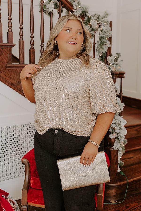 Impressions Champagne Sippin' Sequin Top Curves
