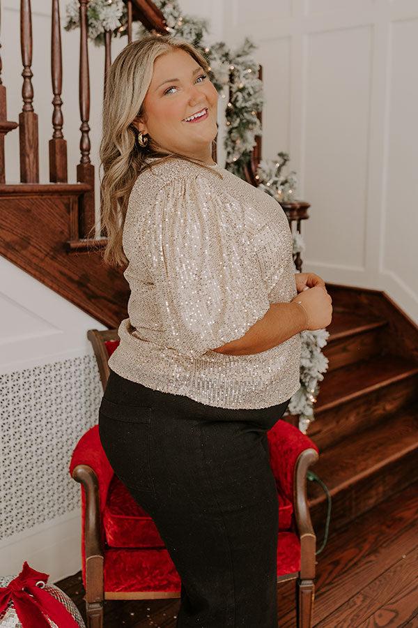 Impressions Champagne Sippin' Sequin Top Curves