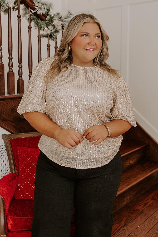 Impressions Champagne Sippin' Sequin Top Curves