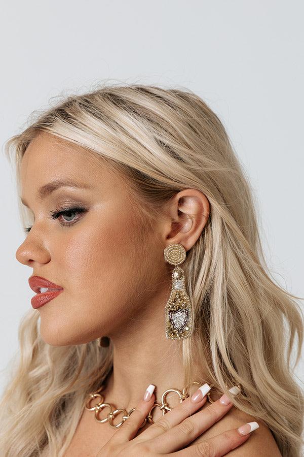 Impressions Champagne Toasts Beaded Earrings
