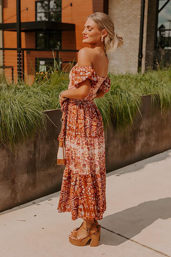 Impressions Chasing Sunsets Smocked Floral Midi