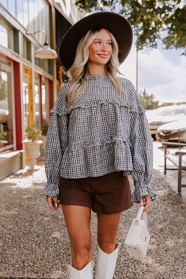 Impressions Checkered Charm Ruffle Top