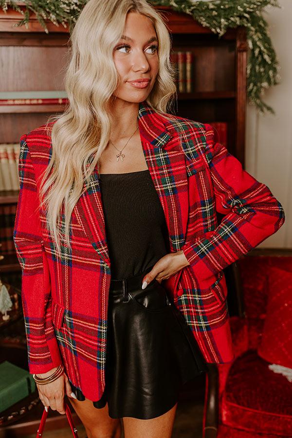 Impressions Cheerful Smile Plaid Blazer