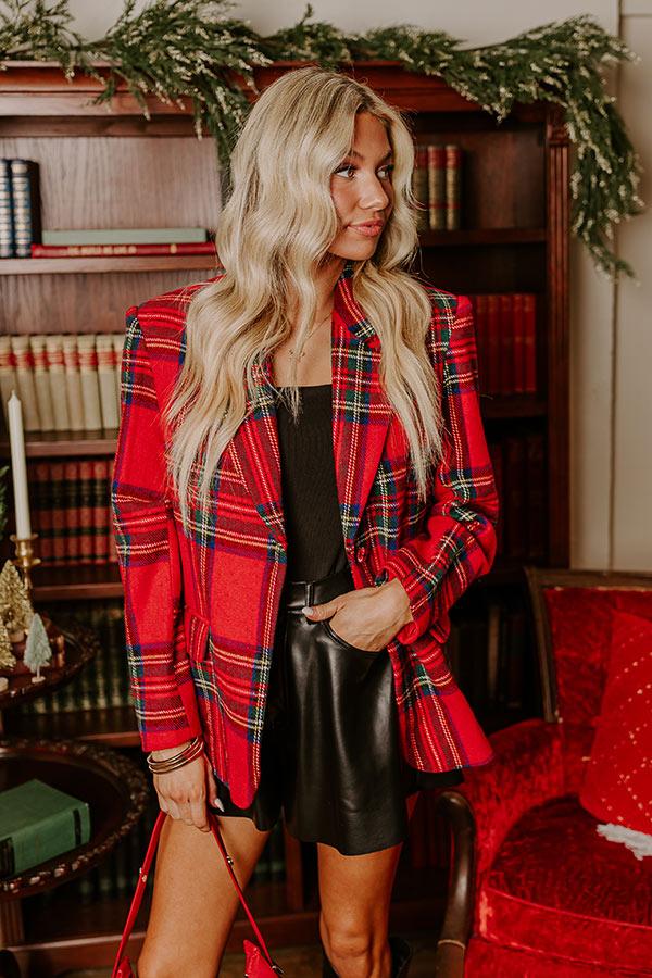 Impressions Cheerful Smile Plaid Blazer