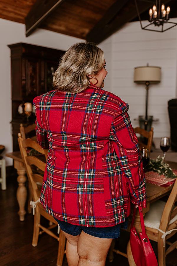 Impressions Cheerful Smile Plaid Blazer Curves