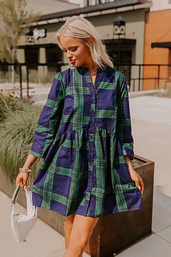 Impressions Chic Harvest Plaid Mini Dress In Green