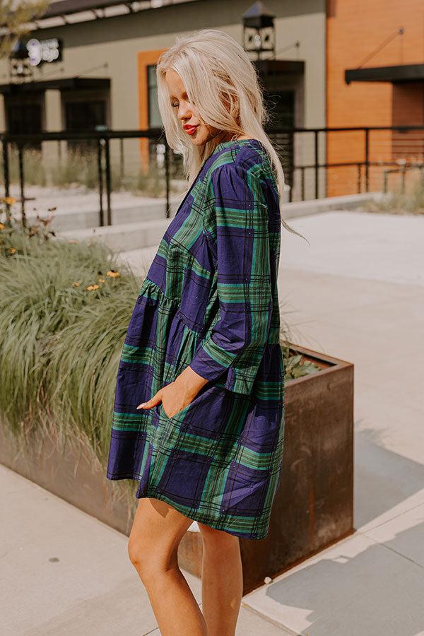 Impressions Chic Harvest Plaid Mini Dress In Green