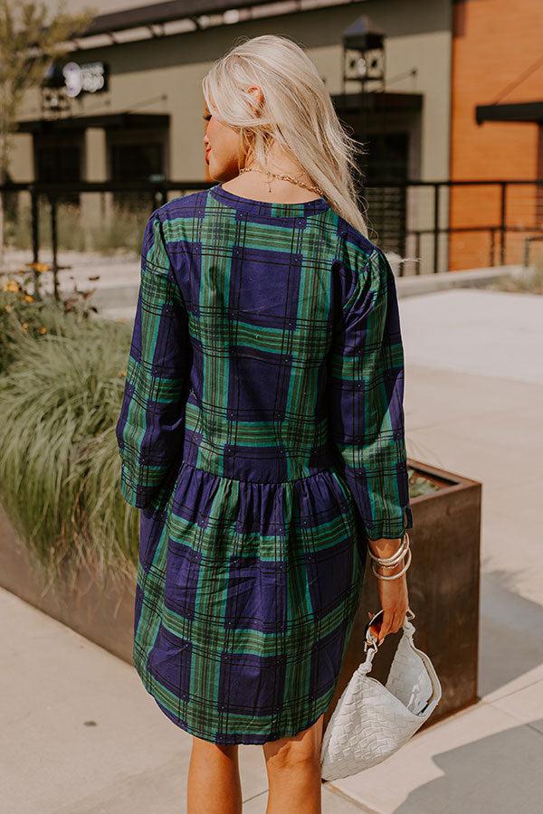 Impressions Chic Harvest Plaid Mini Dress In Green