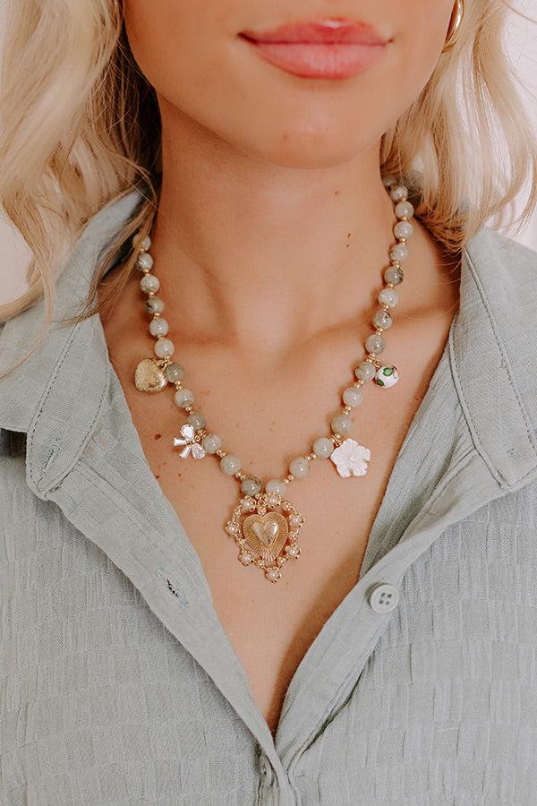 Impressions Chic Moment Charm Necklace In Sage