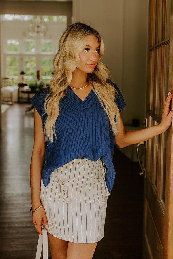 Impressions Chic Vibes Knit Vest Top In Navy