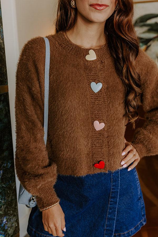 Impressions Chocolate Hearts Eyelash Knit Cardigan