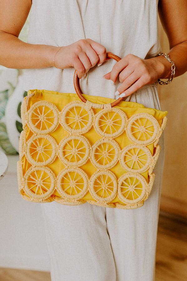 Impressions Citrus Grove Woven Tote In Yellow