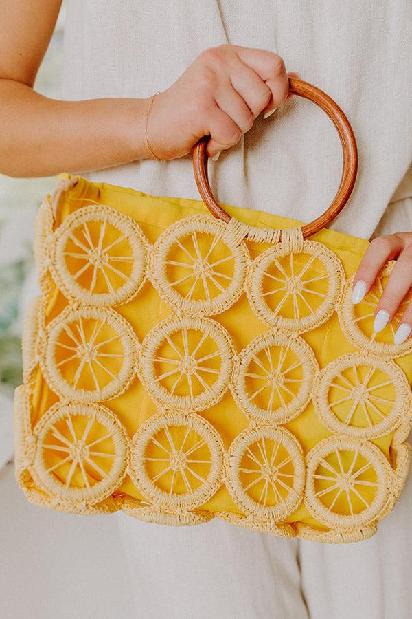 Impressions Citrus Grove Woven Tote In Yellow
