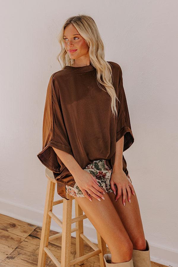 Impressions City Lights Satin Top in Chestnut