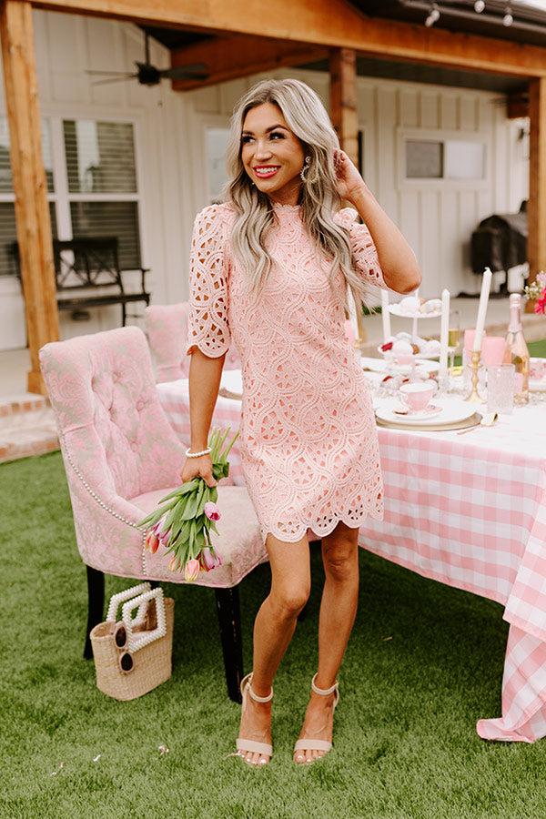 Impressions Claim To Love Crochet Dress In Pink