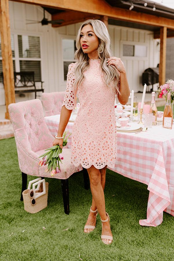 Impressions Claim To Love Crochet Dress in Pink