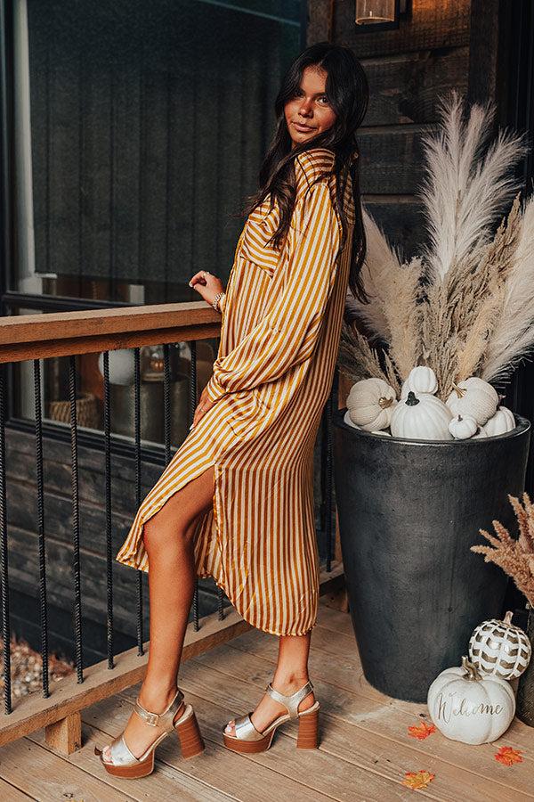 Impressions Clean Slate Stripe Midi In Mustard