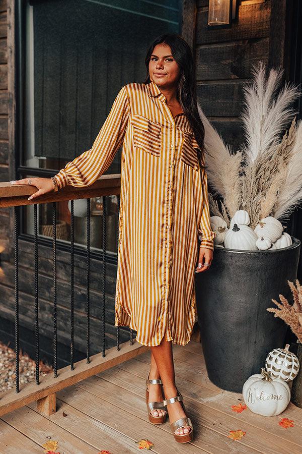 Impressions Clean Slate Stripe Midi In Mustard