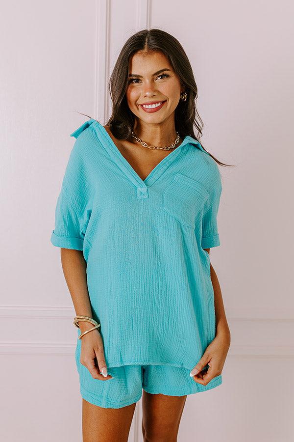 Impressions Coastal Bliss Top In Sky Blue