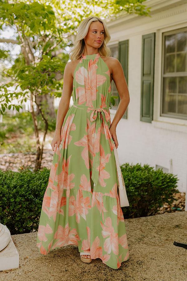 Impressions Coastal Blossom Floral Maxi Dress