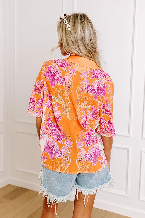 Impressions Coastal Call Button Up In Orange