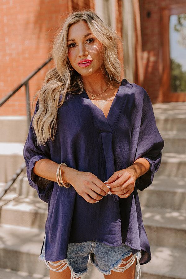 Impressions Coastal Canvas Shift Top In Navy