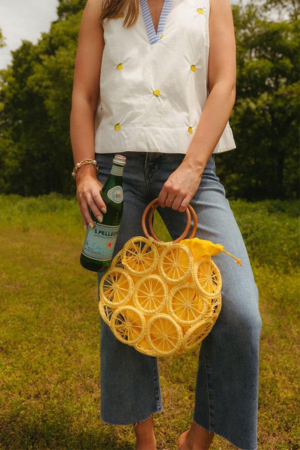 Impressions Coastal Charm Woven Tote In Yellow