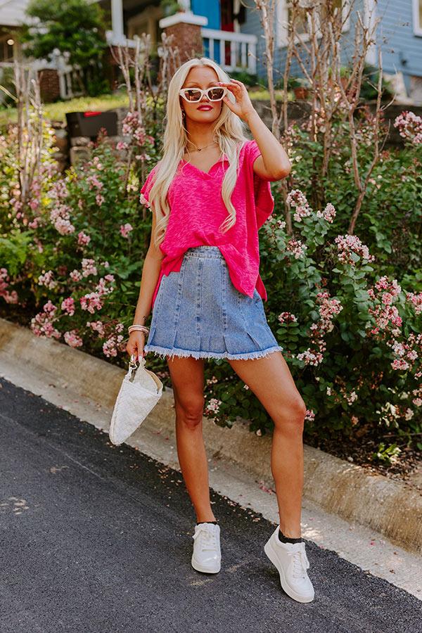 Impressions Coastal Cutie Knit Top In Hot Pink