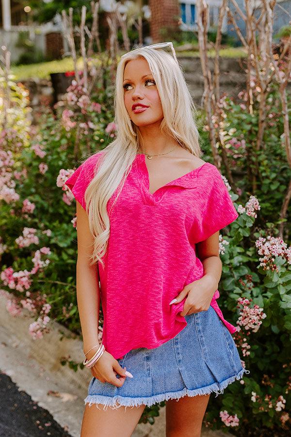 Impressions Coastal Cutie Knit Top in Hot Pink