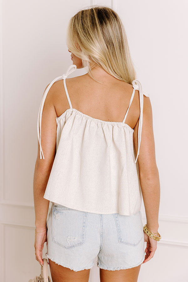 Impressions Coastal Town Views Linen-Blend Top