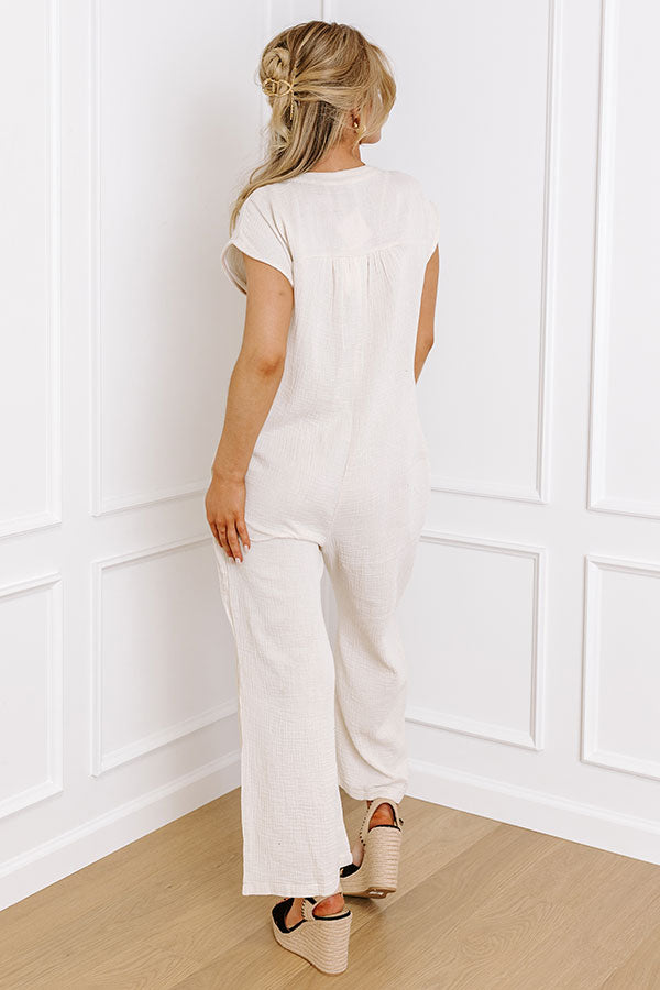 Impressions Coastal Travels Jumpsuit In Cream