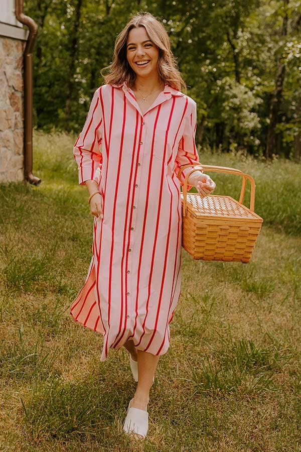 Impressions Coastline Chic Stripe Midi Dress