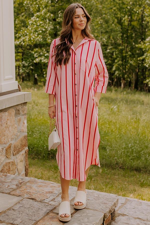 Impressions Coastline Chic Stripe Midi Dress