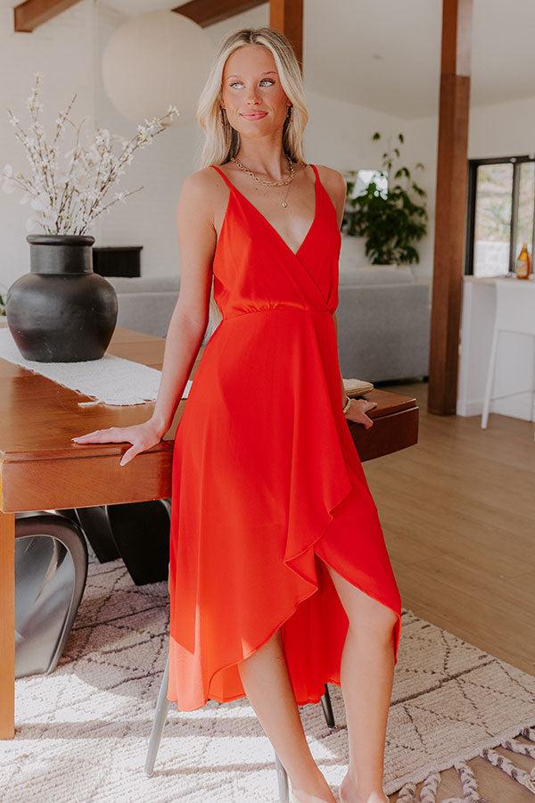 Impressions Cocktails First Midi Dress in Red