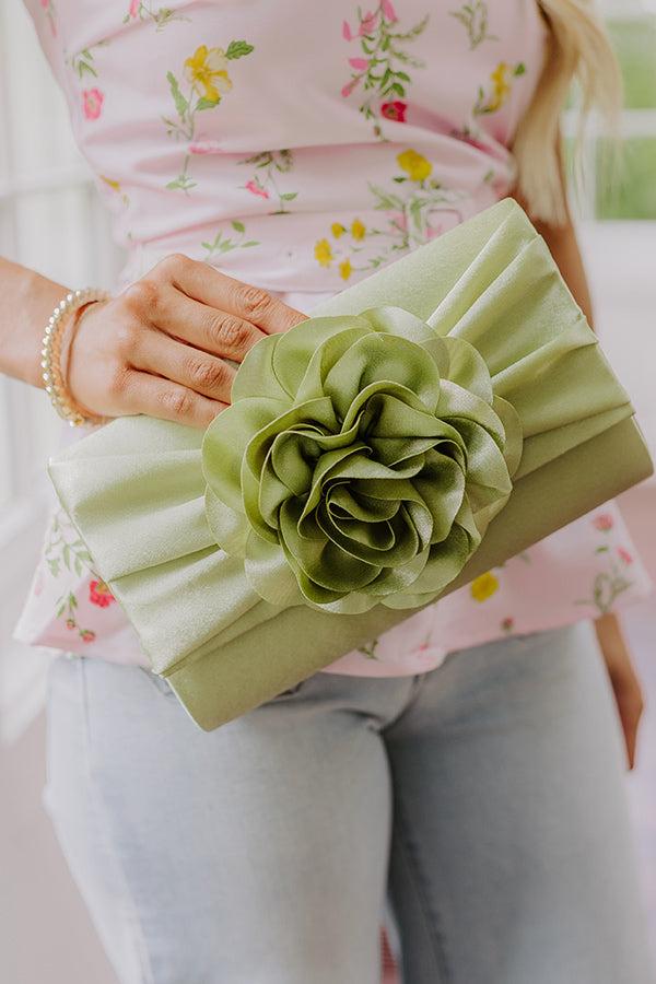 Impressions Cocktails First Satin Clutch In Sage