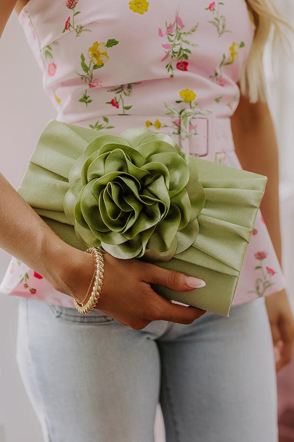 Impressions Cocktails First Satin Clutch In Sage
