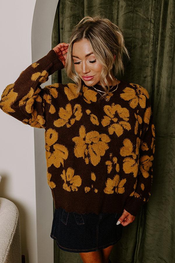 Impressions Cocoa Bomb Floral Knit Sweater