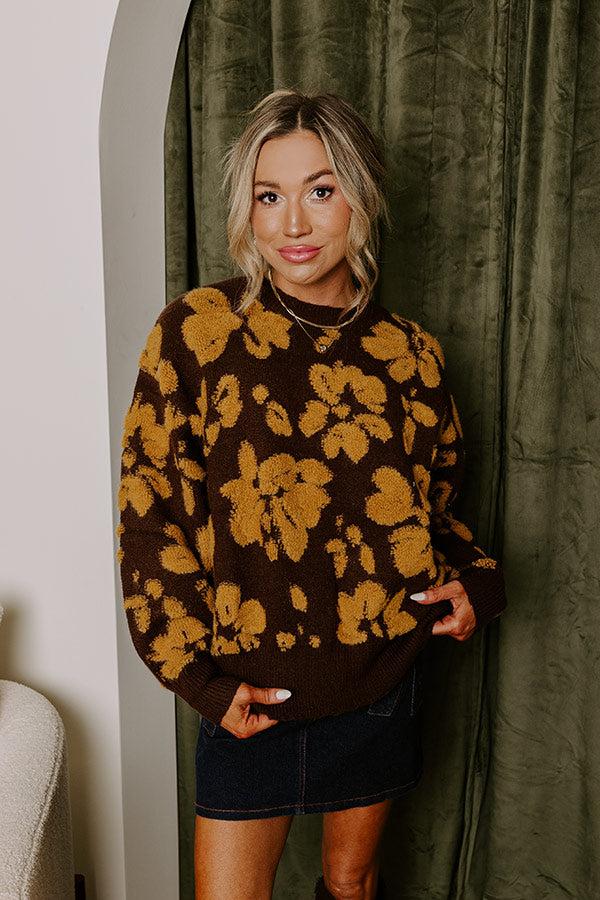 Impressions Cocoa Bomb Floral Knit Sweater