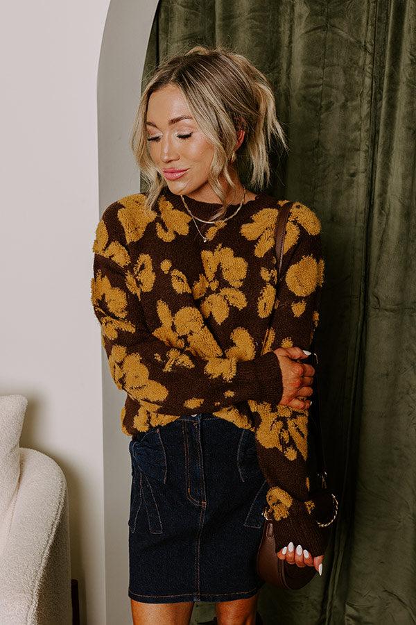 Impressions Cocoa Bomb Floral Knit Sweater