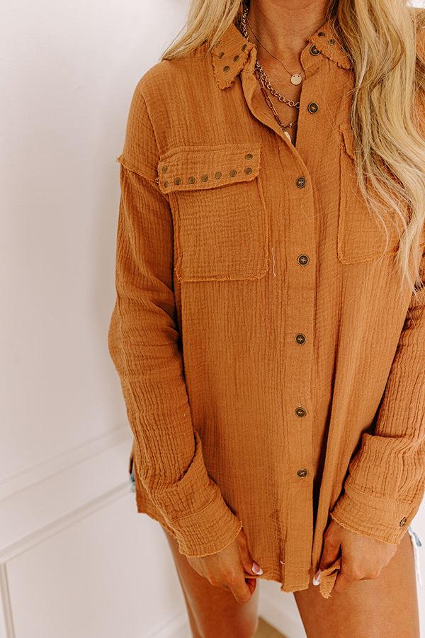 Impressions Cold Brew Babe Button Up In Iced Mocha