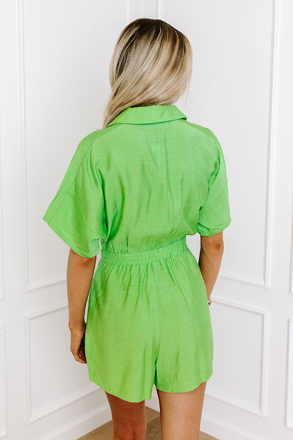 Impressions Colorful Coastline Romper In Lime