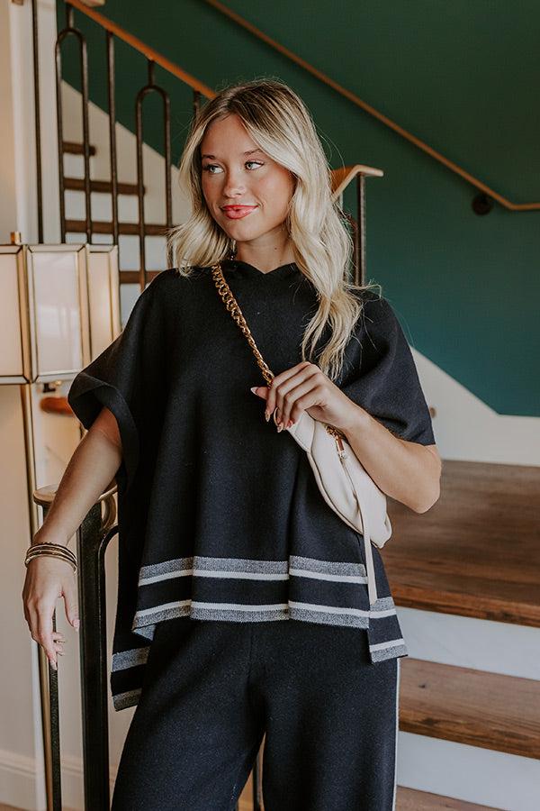 Impressions Connecting Flight Sweater Top in Black