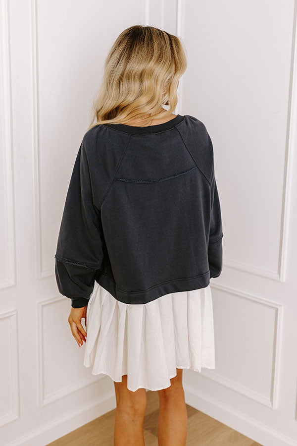 Impressions Cool Breeze Mini Dress In Dark Navy