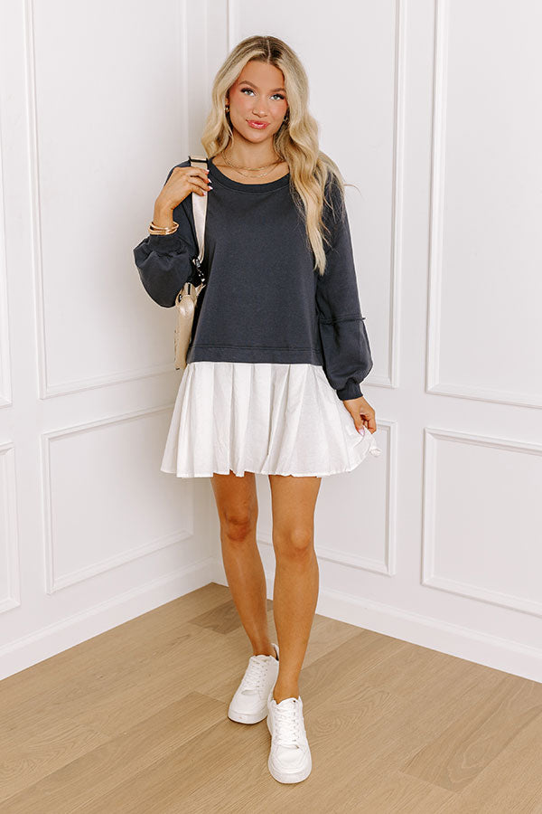 Impressions Cool Breeze Mini Dress in Dark Navy