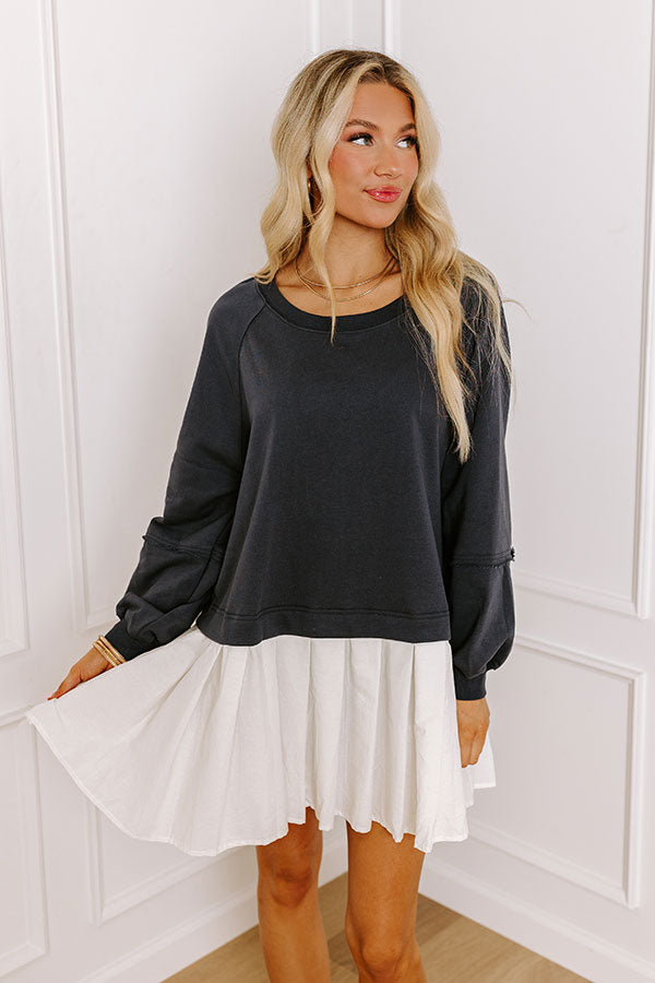 Impressions Cool Breeze Mini Dress In Dark Navy