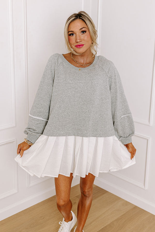 Impressions Cool Breeze Mini Dress In Grey