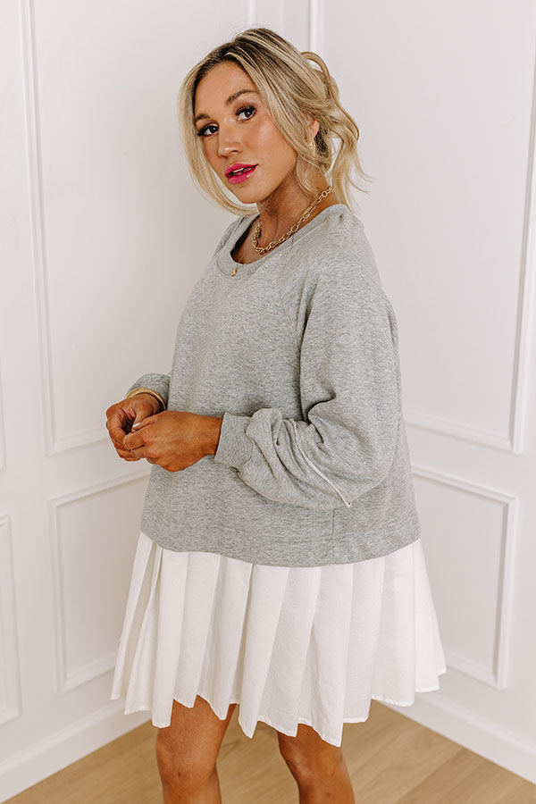 Impressions Cool Breeze Mini Dress In Grey