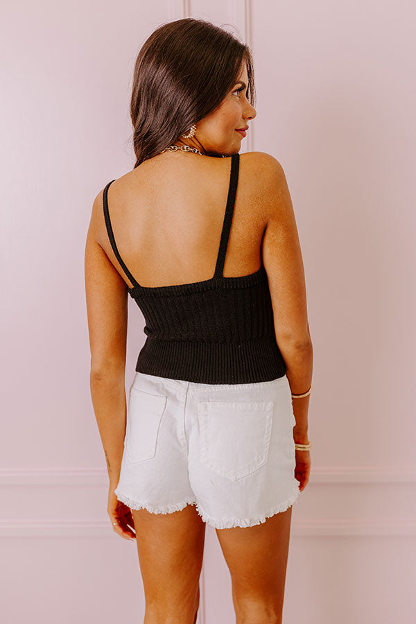 Impressions Cool Cruise Knit Crop Tank In Black