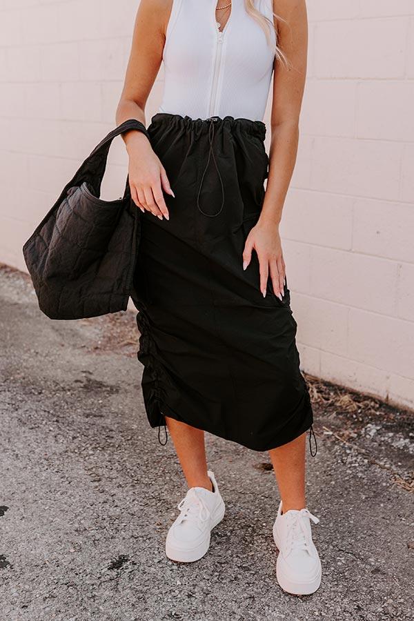 Impressions Cool Energy Cargo Midi Skirt In Black