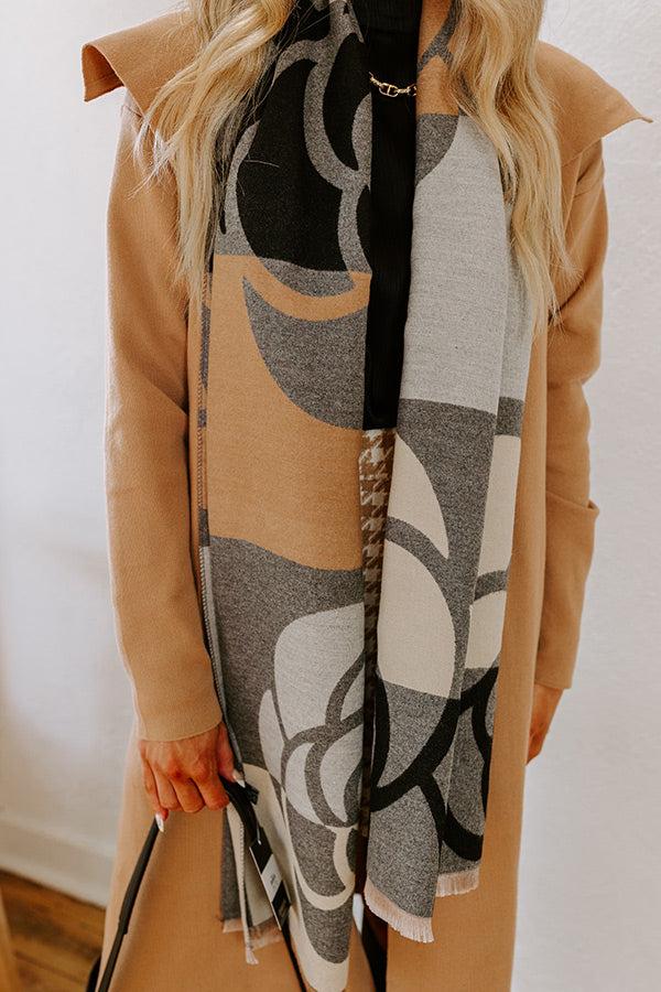 Impressions Cool Mornings Floral Scarf In Grey